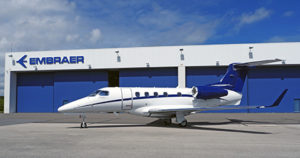 The number 300 Embraer Phenom 300 displayed in front of the company’s US facility in Melbourne, Florida, in October 2015. ©Embraer