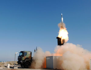 The launch of an Aster 30 interception missile fired by a French Air Force SAMP/T air defense system. ©MBDA